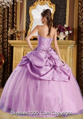 Strapless Taffeta Beading Quinceanera Gowns with Beading and Pick-ups