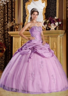 Strapless Taffeta Beading Quinceanera Gowns with Beading and Pick-ups