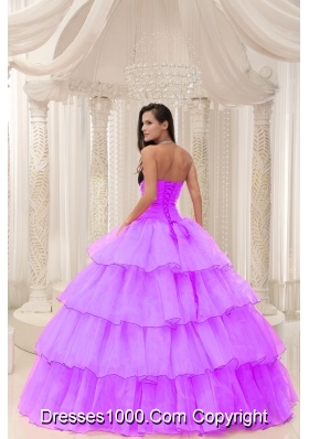 Sweetheart Beading and Ruffled Layers Sweet 16 Dresses with Organza