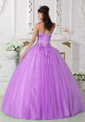 Sweetheart Lilac Quinceneara Dresses with Appliques and Beading