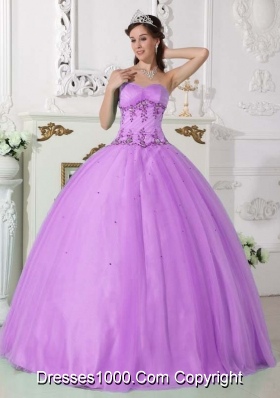 Sweetheart Lilac Quinceneara Dresses with Appliques and Beading
