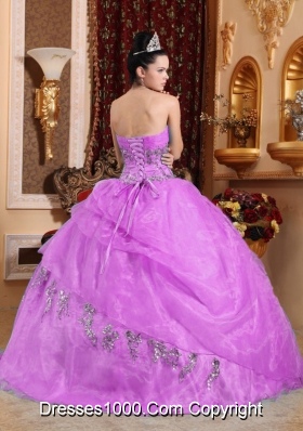 Sweetheart Organza Lilac Sweet Sixteen Dresses with Beading