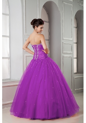 Sweetheart Tulle A-line Sweet 15 Dresses with Beading and Appliques