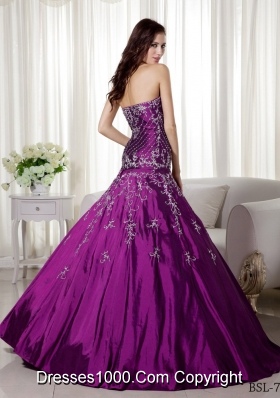 A-line Sweetheart Quinceanera Dress with Taffeta Beading and Embroidery