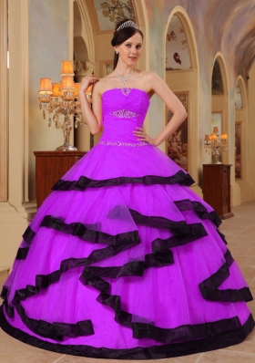 Ball Gown Strapless Appliques and Beading Quinceanera Dress