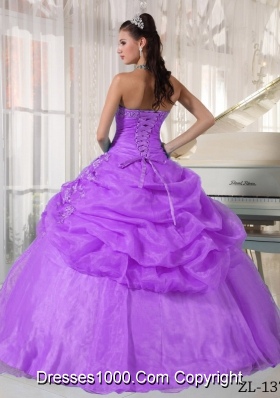 Ball Gown Strapless Appliques Dress For Quinceanera with Pick-ups