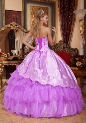 Ball Gown Sweetheart Embroidery Quinceanera Dress with Ruffled Layers