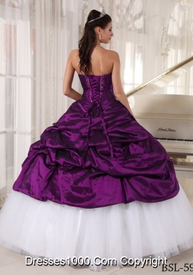 Ball Gown Sweetheart Pick-ups Quinceanera Dress with Taffeta and Appliques