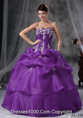 Ball Gown Sweetheart Pick-ups Quinceanera Dresses with Organza Appliques