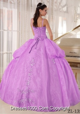 Ball Gown Taffeta and Organza Appliques for Spaghetti Straps Sweet Sixteen Dresses