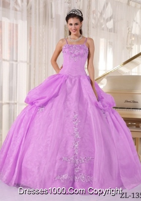 Ball Gown Taffeta and Organza Appliques for Spaghetti Straps Sweet Sixteen Dresses