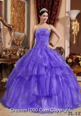 Discount Ball Gown Strapless Organza Sweet 15 Dresses with Beading