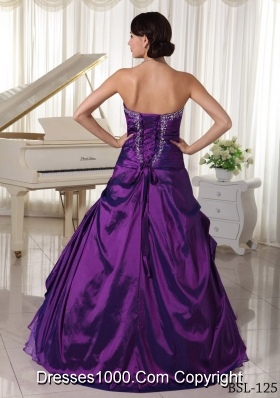 Eggplant Purple A-line Sweetheart Quinceanera Dresses with Appliques Beading