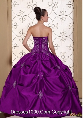 Embroidery Strapless Modest Quinceanera Dress with Pick-ups