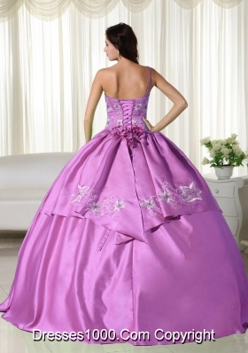 One Shoulder Taffeta Embroidery Decorate Quinceanera Dress for 2014