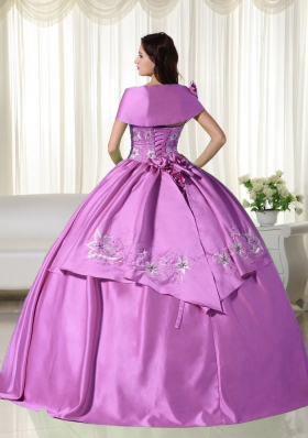 One Shoulder Taffeta Embroidery Decorate Quinceanera Dress for 2014