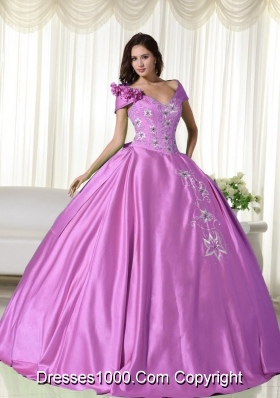 One Shoulder Taffeta Embroidery Decorate Quinceanera Dress for 2014