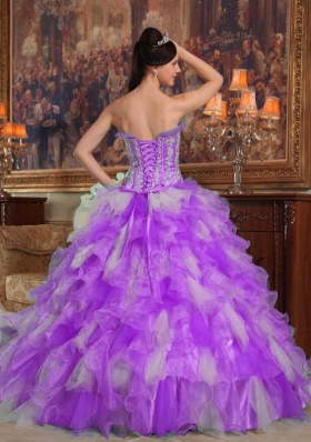 Princess Strapless Organza Sweet 15 Dresses with Ruffles and Appliques