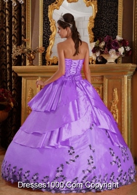 Princess Sweetheart Taffeta Appliques for Lilac Quinceanera Gowns