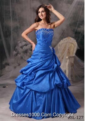 2014 Popular Princess Strapless Beading Quinceanera Dress with Pick-ups
