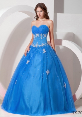 2014 Sweetheart Beading Quinceanera Dress Puffy with Appliques