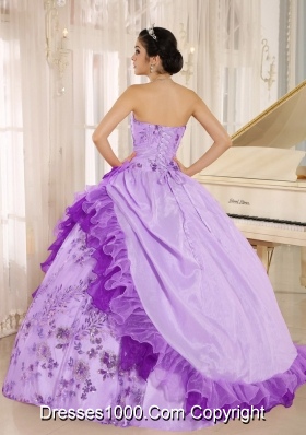 Applqiues and Hand Made Flowers Quinceanera Dress with Taffeta