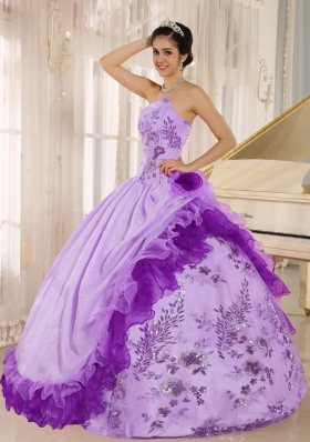Applqiues and Hand Made Flowers Quinceanera Dress with Taffeta