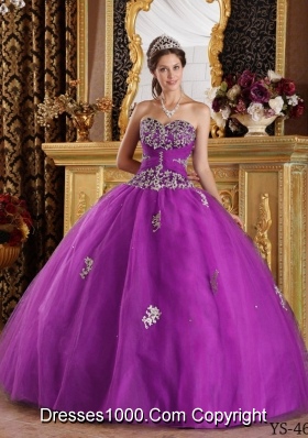 Ball Gown Sweetheart Tulle Quinceanera Dress with Appliques