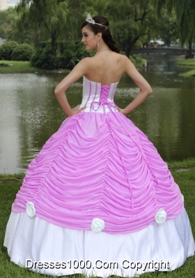 Beautiful Strapless Quinceanera Dress with Lace and Pick-ups