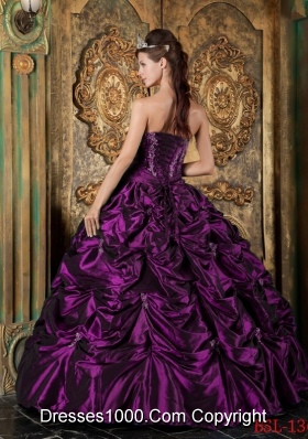 Eggplant Purple Ball Gown Sweetheart Quinceanera Dress with Picks-up