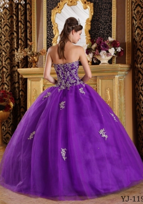 Eggplant Purple Ball Gown Sweetheart Quinceanera Dresses with Appliques