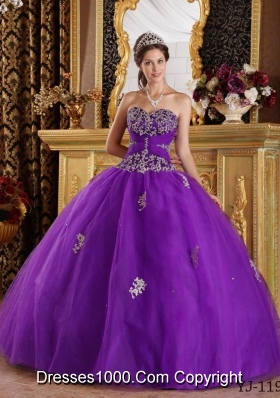 Eggplant Purple Ball Gown Sweetheart Quinceanera Dresses with Appliques