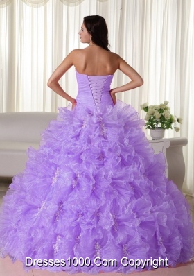 Luxurious Strapless Organza Quinceanera Dress with Appliques and Ruffles