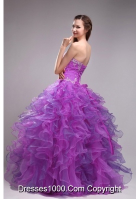 New Sweetheart Orangza Ruffles Quinceanera Dress with Appliques