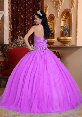 Sweetheart Appliques Decorate Quinceanera Gown with Tulle and Taffeta