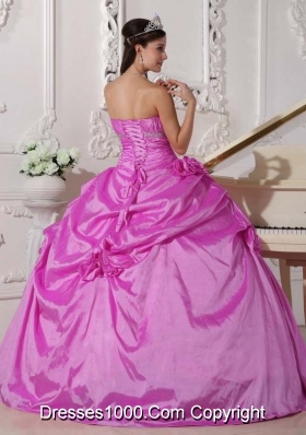 Sweetheart Taffeta Beading and Hand Made Flowers Dresses For a Quince