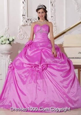 Sweetheart Taffeta Beading and Hand Made Flowers Dresses For a Quince
