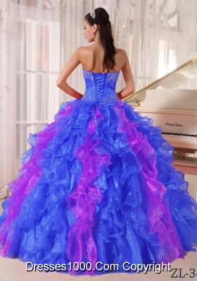 2014 Colourful Puffy Sweetheart  Sequins Quinceanera Dress with Pleats