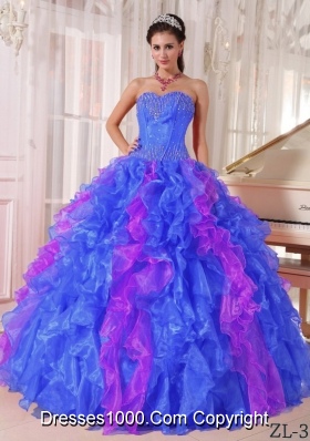 2014 Colourful Puffy Sweetheart  Sequins Quinceanera Dress with Pleats