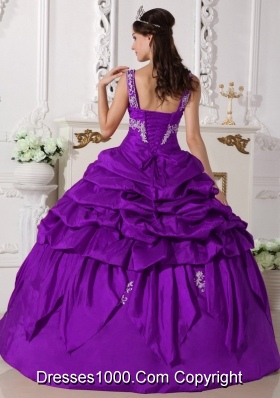 2014 Sweet Purple Puffy Scoop Beading Quinceanera Dress with Pick-ups