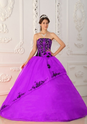 Ball Gown Strapless Dress For Quinceaneras Gowns with Hand Made Flowers