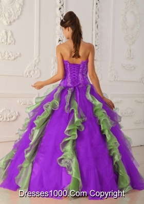 Ball Gown Strapless Quinceanera Dress with Appliques and Ruffles