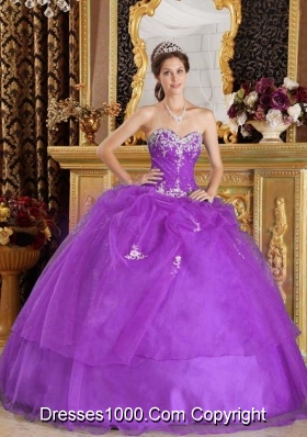 Eggplant Purple Ball Gown Sweetheart Quinceanera Dress with Appliques