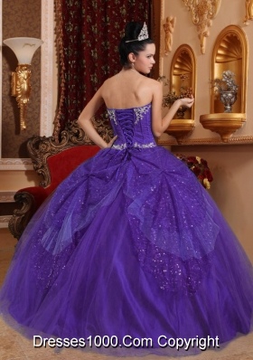 Eggplant Purple Ball Gown Sweetheart Quinceanera Dress with Beading and Appliques