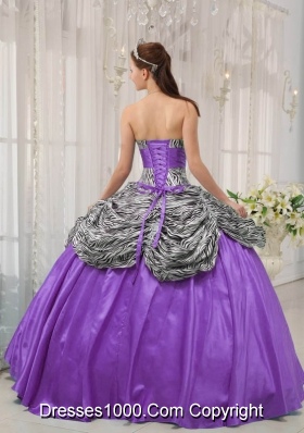 Lavender Ball Gown Sweetheart Zebra Dresses For a Quince with Pick-ups