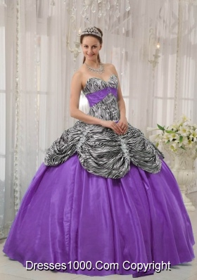Lavender Ball Gown Sweetheart Zebra Dresses For a Quince with Pick-ups