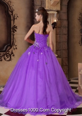 Purple A-line Sweetheart Quinceanera Dress with  Appliques