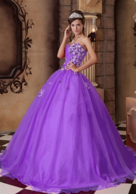 Purple A-line Sweetheart Quinceanera Dress with  Appliques