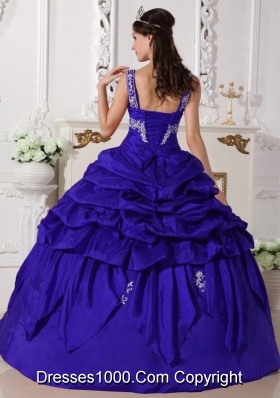 2014 Blue Puffy Scoop Quinceanera Dress with Beading and Pick-ups