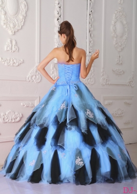 2014 Colourful Princess Strapless Appliques Quinceanera Dress with Beading